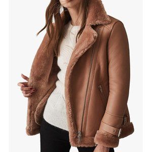 Reiss Payton Shearling Aviator Jacket